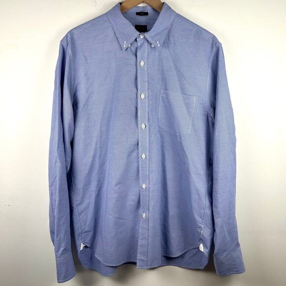J.Crew Mens Slim Button-Up Collared Blue/White Pinstripe Long Sleeve Shirt Large - Picture 1 of 5